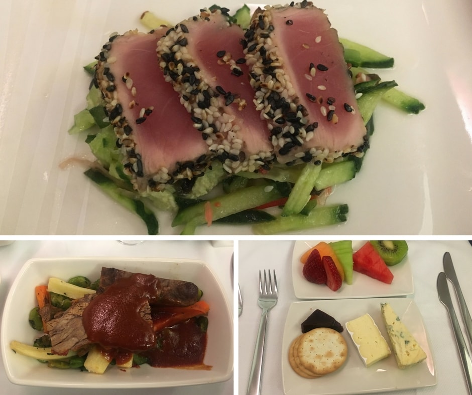 Cathay Pacific Business Class meal montage