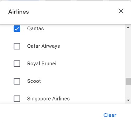 google flights select airlines 5a