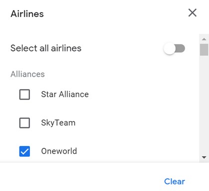 google flights select airlines 5b