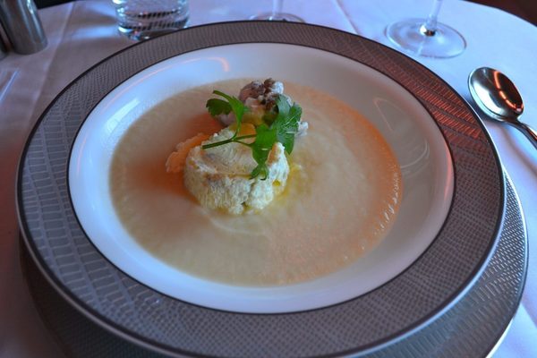 Chilled celeriac and pear cream soup
