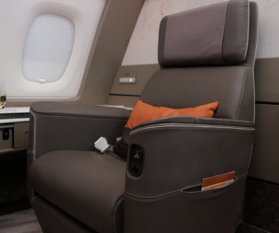 New Singapore Airlines A380 first class suite - Poltrona Frau swivel and reclining armchair