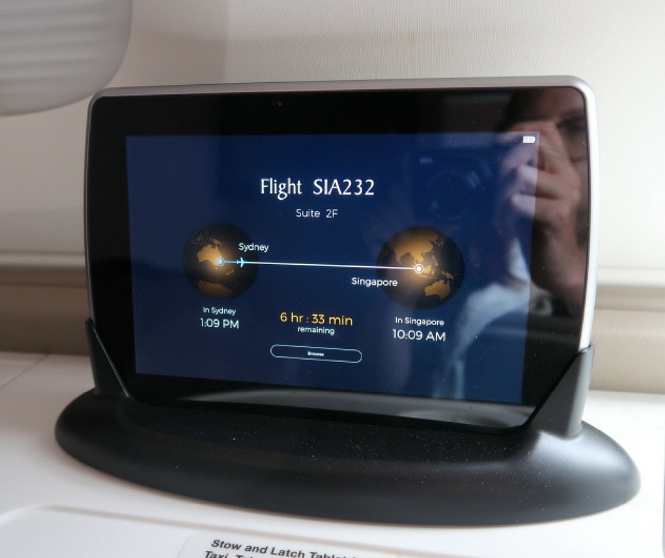 New Singapore Airlines A380 first class suite - inflight navigation and tv controls
