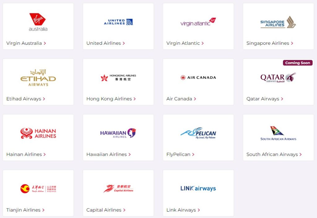 virgin australia business flyer partner airlines