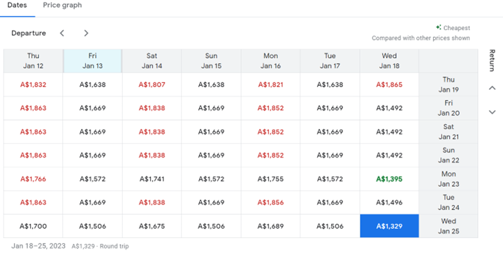 google flights screen 9 departure cheapest