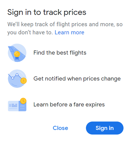 google flight screen 13b track prices